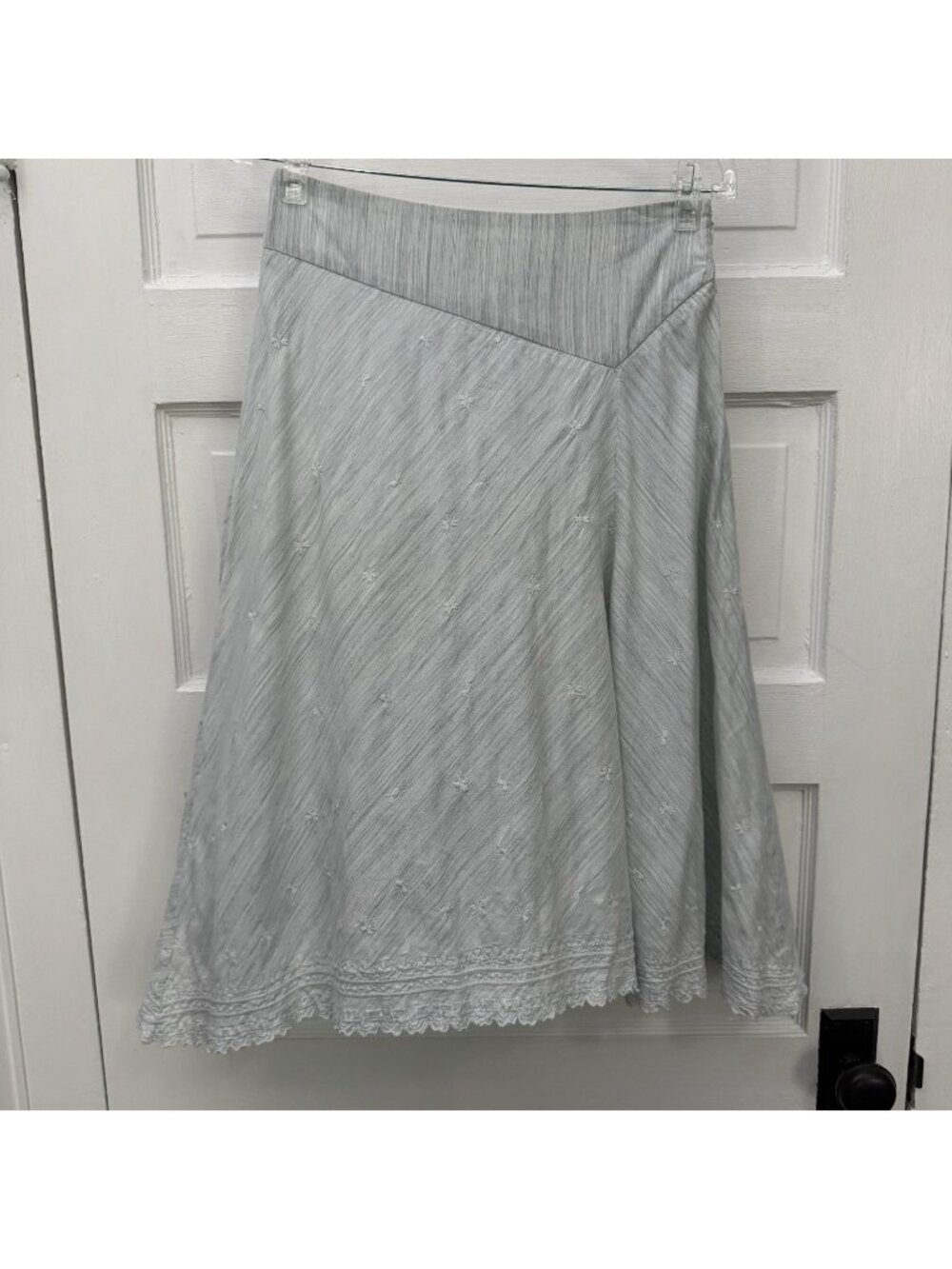 Gap Skirt Juniors 1 Gray Cotton Embroidered A-Line Knee Length Lined Boho